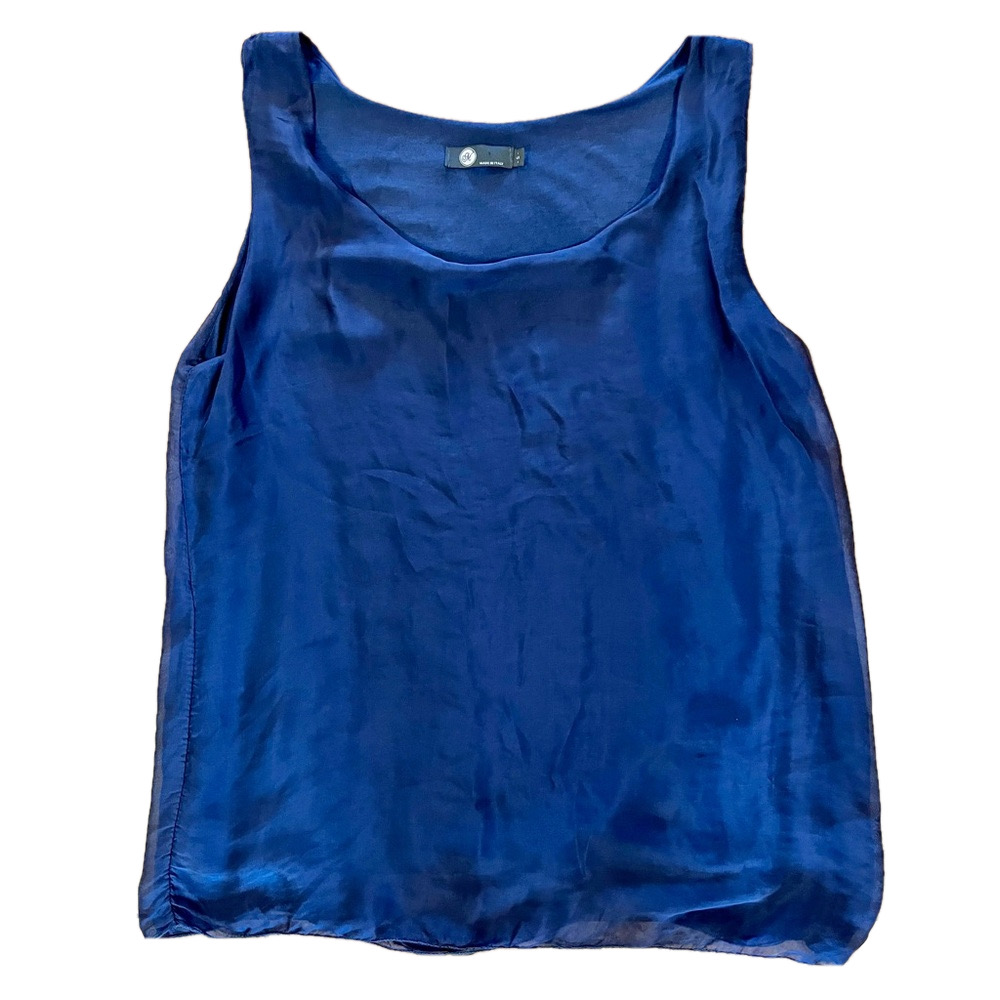 Made in Italy Size Small navy layered Silk blend material tank top lightweight